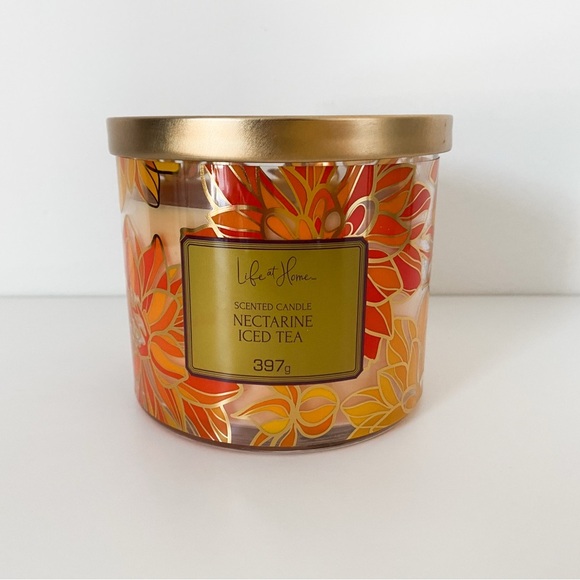 BRAND NEW Life at Home 3-Wick Candle, Nectarine Iced Tea - Picture 1 of 3